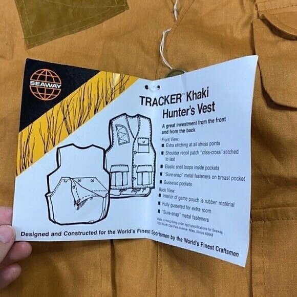 Vintage Seaway Tracker Khaki Bird Hunting Vest Size Large NWT - Picture 5 of 10